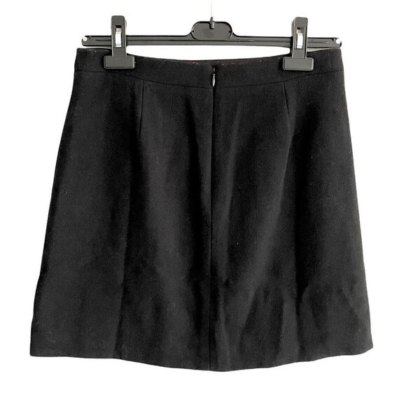 J. CREW MERCANTILE Ruffle Front Wool Blend Black Mini Skirt 2 - Picture 2 of 4